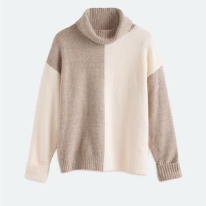 Two-Tone Turtleneck Sweater